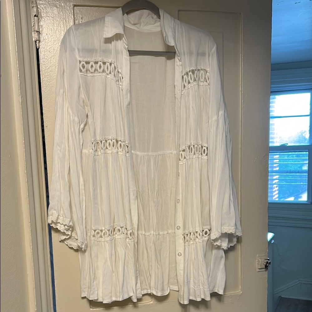 White Button-Up Boho Blouse
